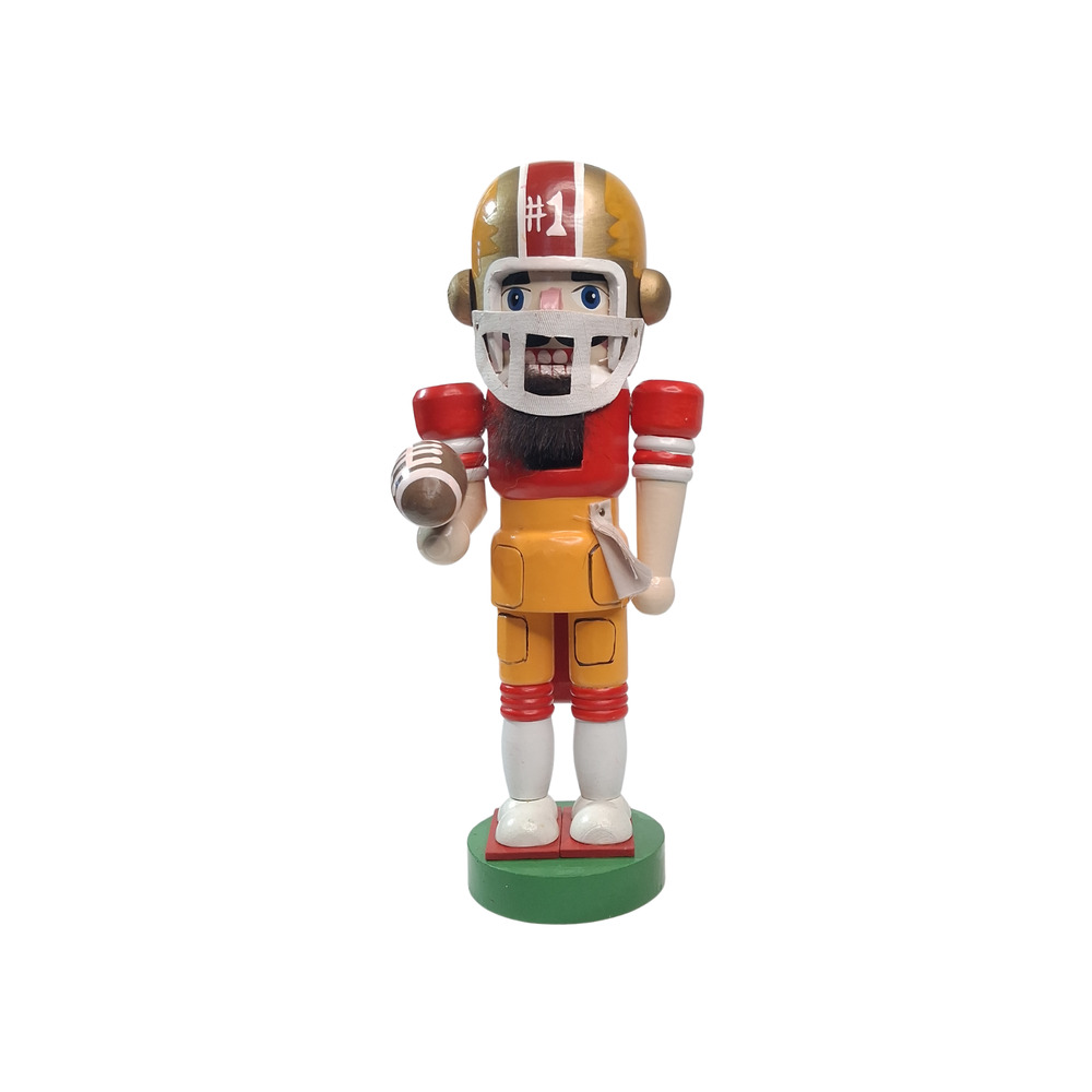 Vintage Kurt S. Adler Wooden Football Player Nutcracker 10” Christmas Doll
